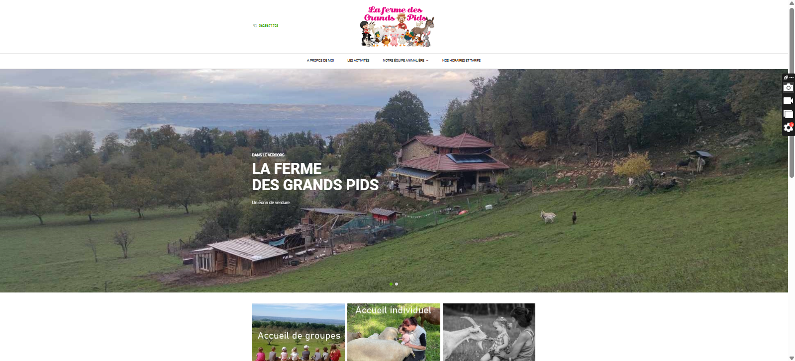 Site original de La Ferme des grands pids, avant refonte